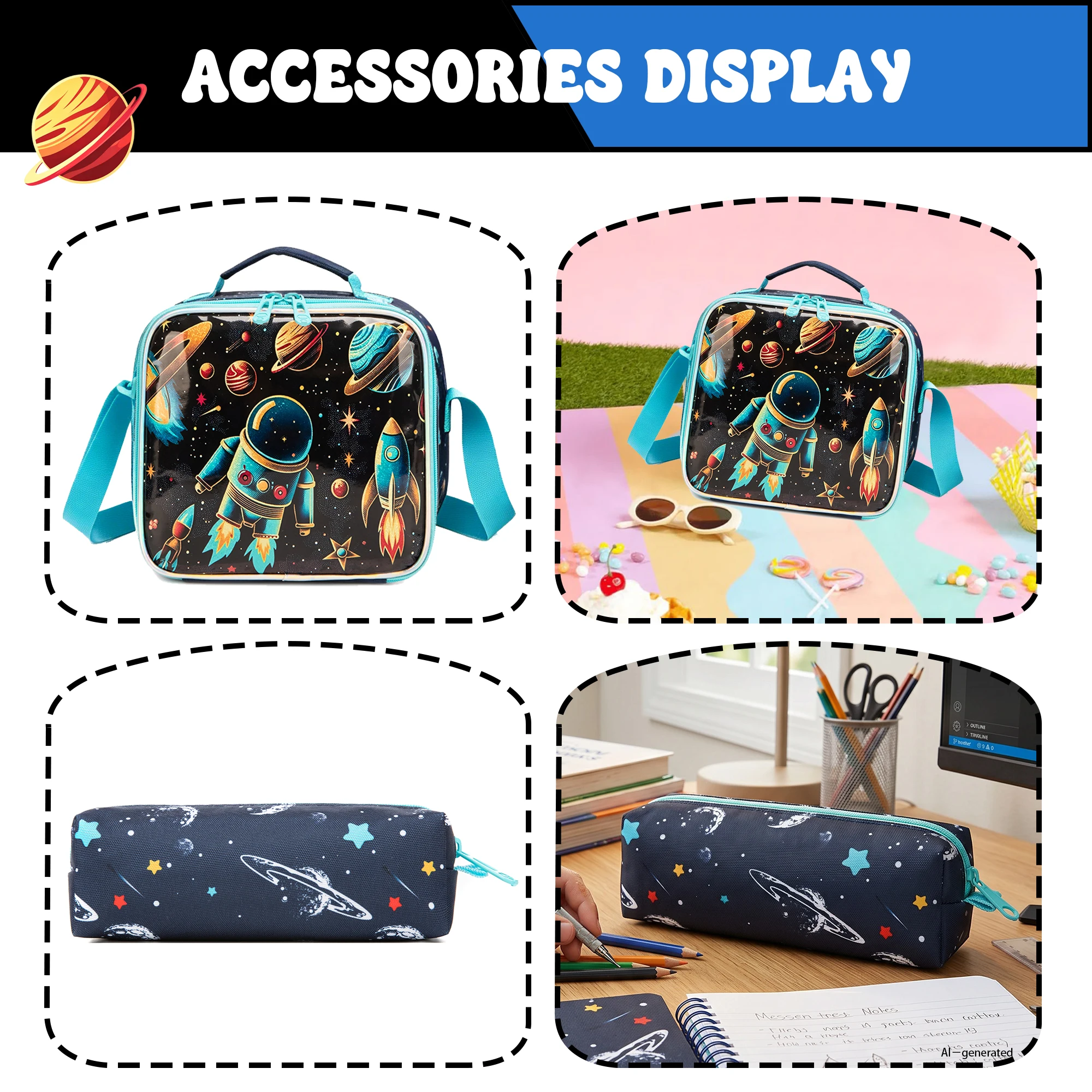 Boys Backpack Set with Lunch Bag & Pencil Case, School Backpack for Elementary & Middle School Boys, Casual Travel Daypack