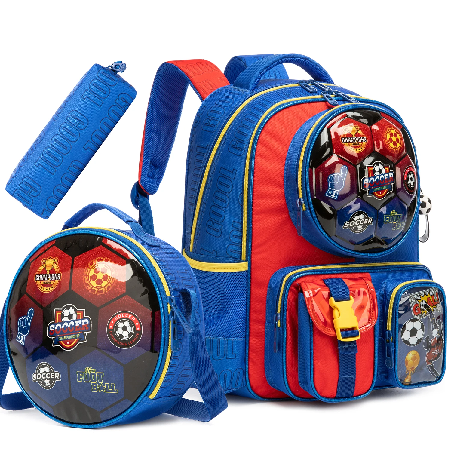 Boys Backpack Set with Lunch Bag & Pencil Case, School Backpack for Elementary & Middle School Boys, Casual Travel Daypack