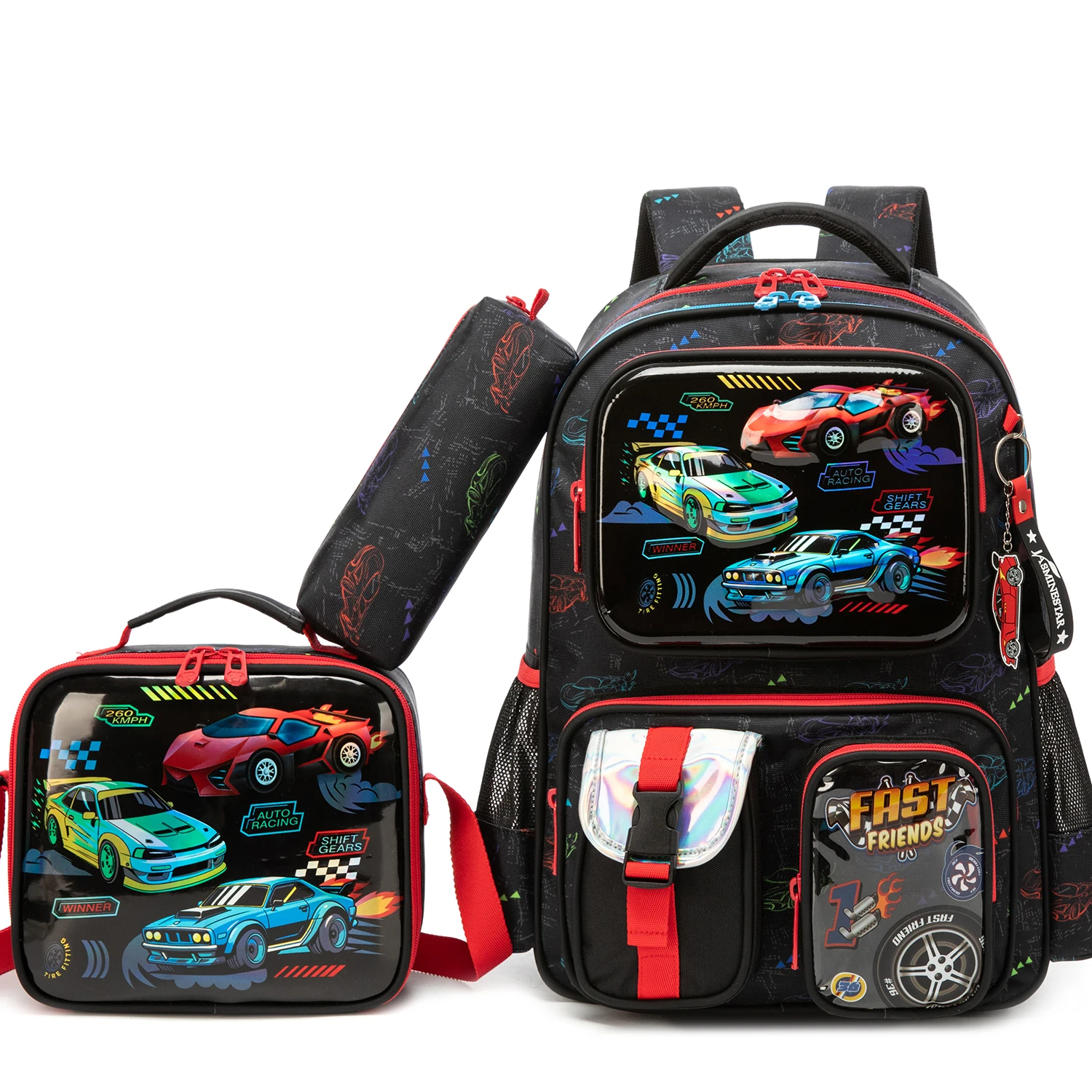 Boys Backpack Set with Lunch Bag & Pencil Case, School Backpack for Elementary & Middle School Boys, Casual Travel Daypack