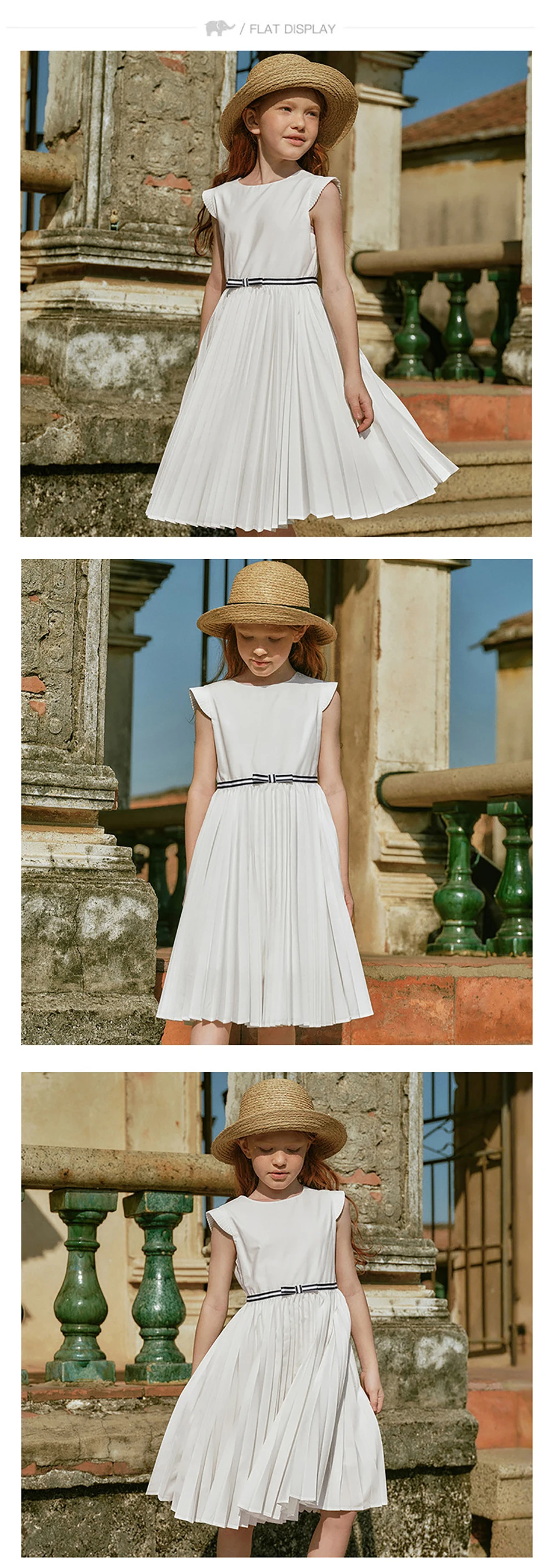 Dave Bella Girls White Summer Princess Dresses Children Sleeveless Party Pleated Dress Sweet Outdoor Clothes DK2261618