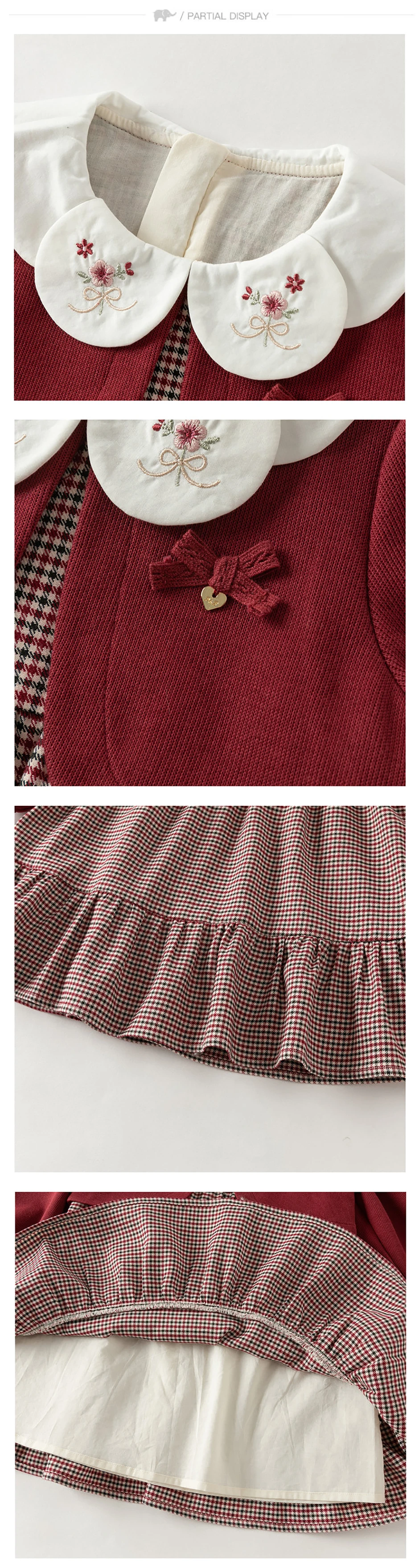 Dave Bella Girls Plaid Dresses Autumn Fake Two Piece Dress Spring Princess Elegant Children One-piece Clothing Fashion DB3262683