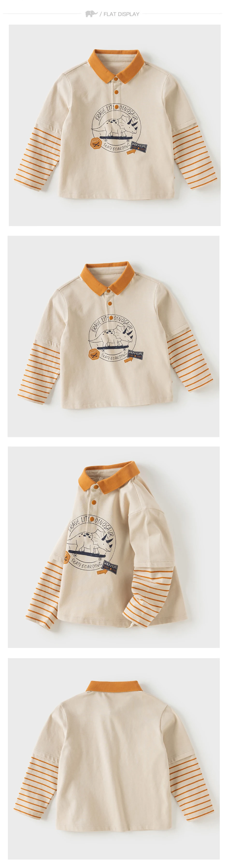 Dave Bella Boys Spring Autumn Polo T-shirt Casual Long Sleeve Fake Two-pieces T-shirt Kids Boy Outdoor Shirt Top DB3262563