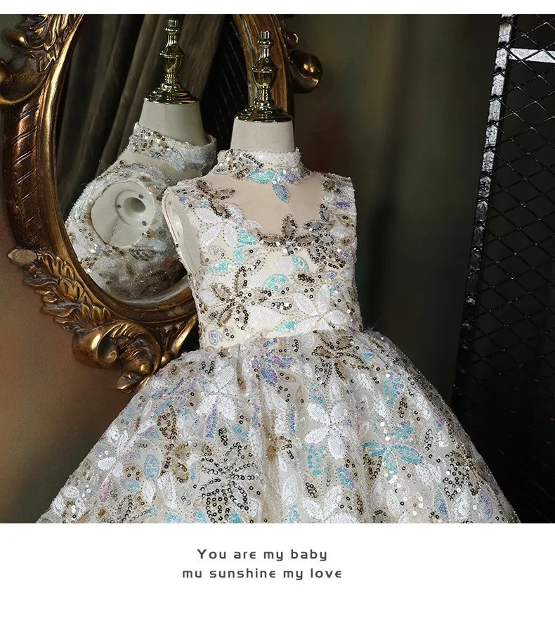 New High-End Evening Dress for Girls, Suitable for Piano Performances, Model Runway Shows, and Princess Performances