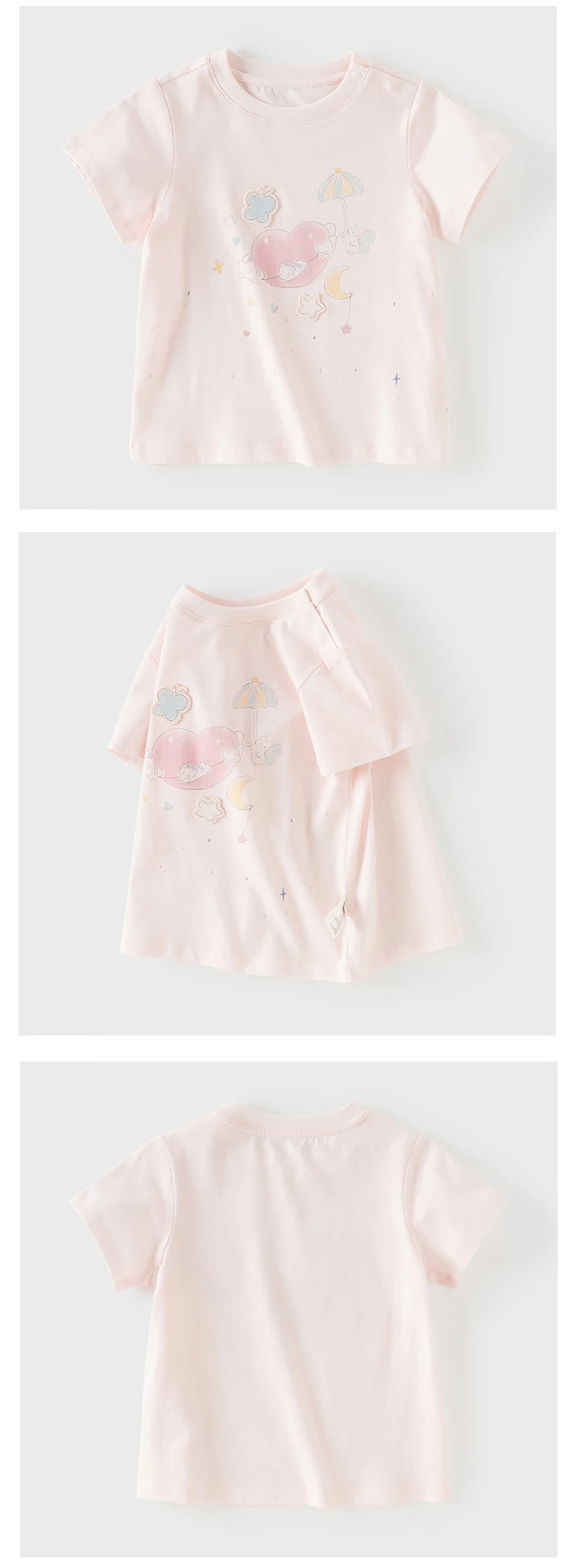 Dave Bella Girls Summer T-shirts Kids 1-7 Years Printed Tees Children Short Sleeve Cotton Tops Outdoor Clothes DB2261700