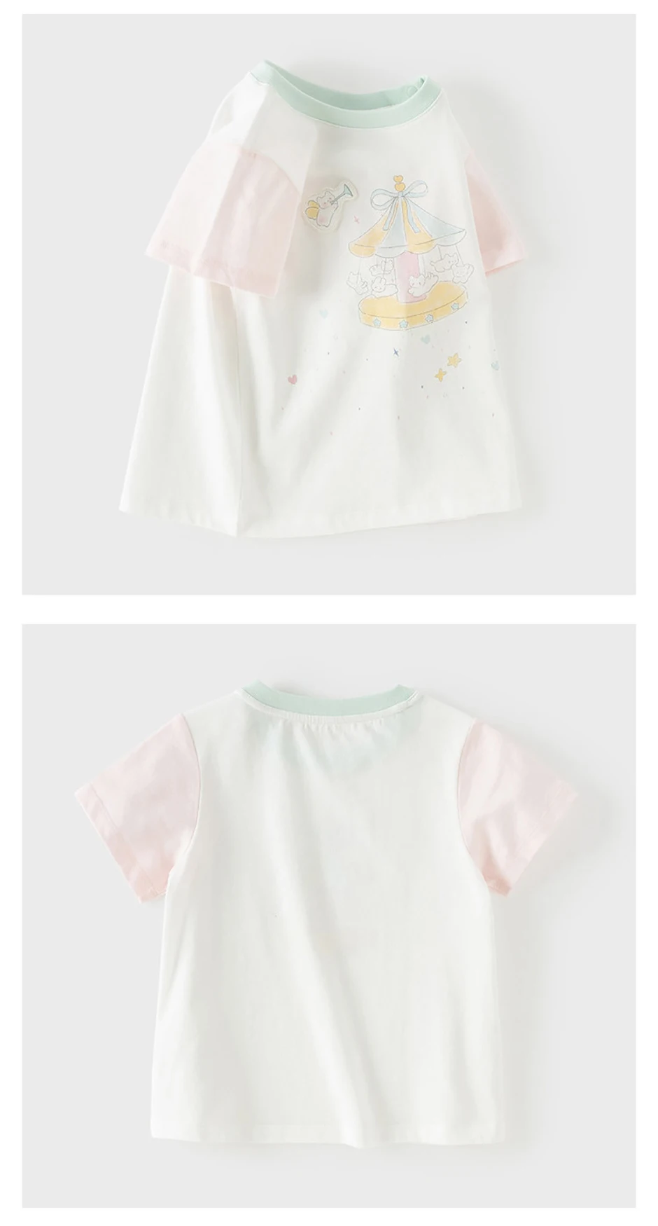 Dave Bella Girls Summer T-shirts Kids 1-7 Years Printed Tees Children Short Sleeve Cotton Tops Outdoor Clothes DB2261700