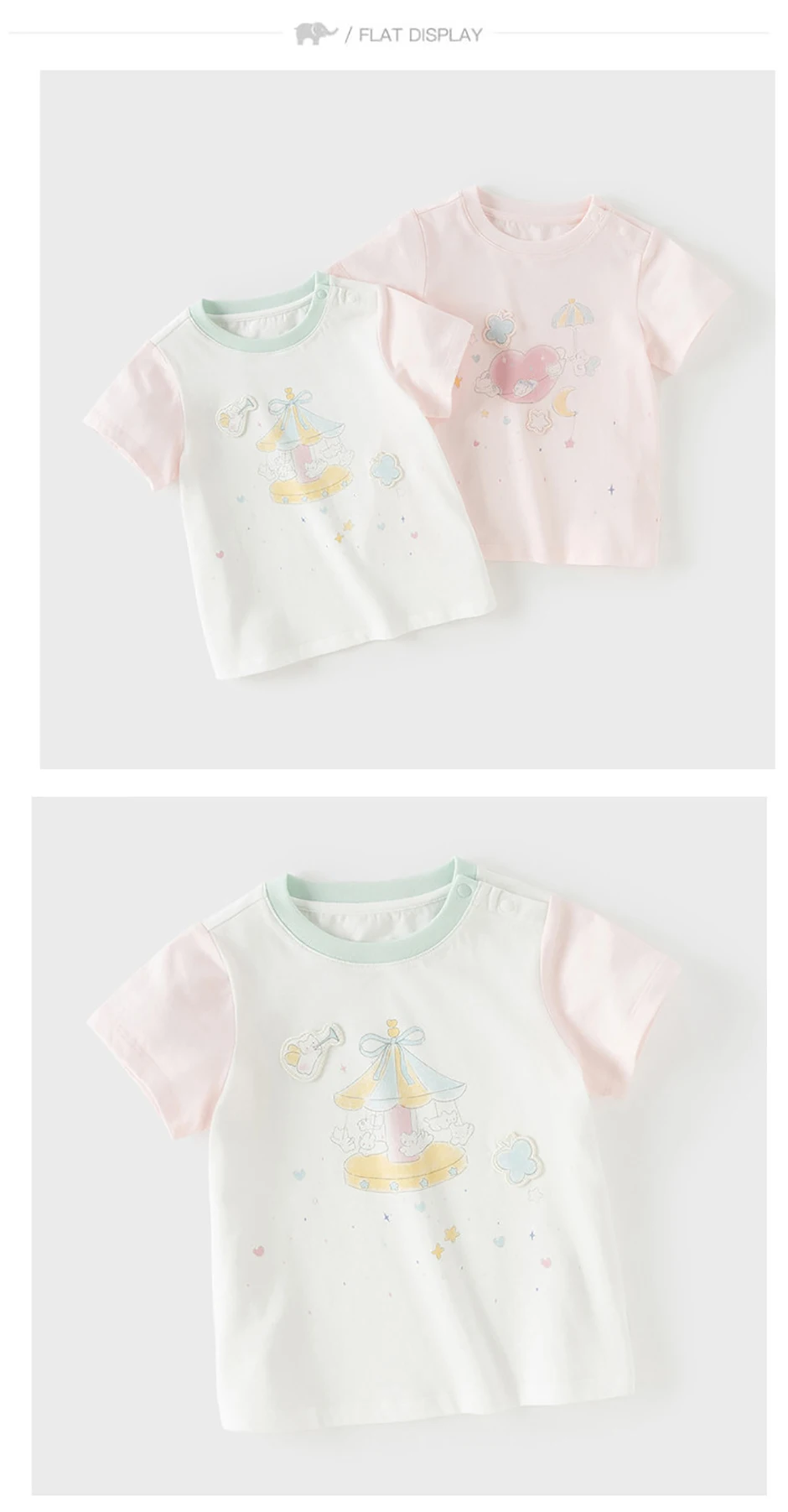 Dave Bella Girls Summer T-shirts Kids 1-7 Years Printed Tees Children Short Sleeve Cotton Tops Outdoor Clothes DB2261700