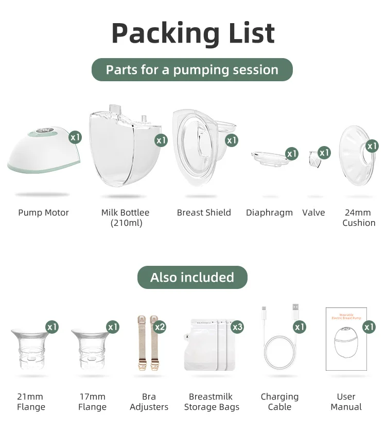 Silent Comfortable Portable Electric Breast Pump, Hands‑Free Wearable Breastmilk Collector for Pregnant & Nursing Mothers