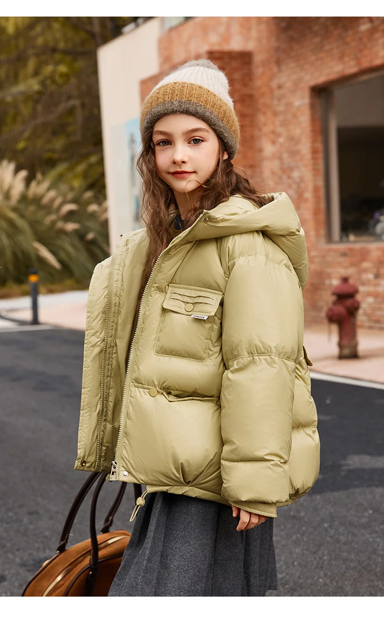 UNITIM 2026 Winter Down Jacket For Girl 90% White Duck Down Hooded Thick Warm Teenage Girl Outwear Coat 5-16 Years Kids Parkas