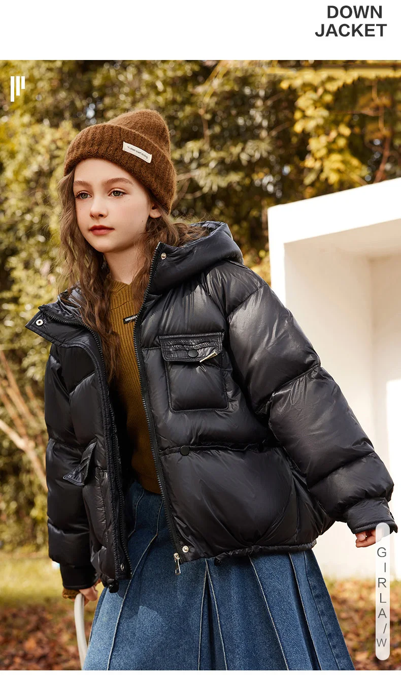 UNITIM 2026 Winter Down Jacket For Girl 90% White Duck Down Hooded Thick Warm Teenage Girl Outwear Coat 5-16 Years Kids Parkas