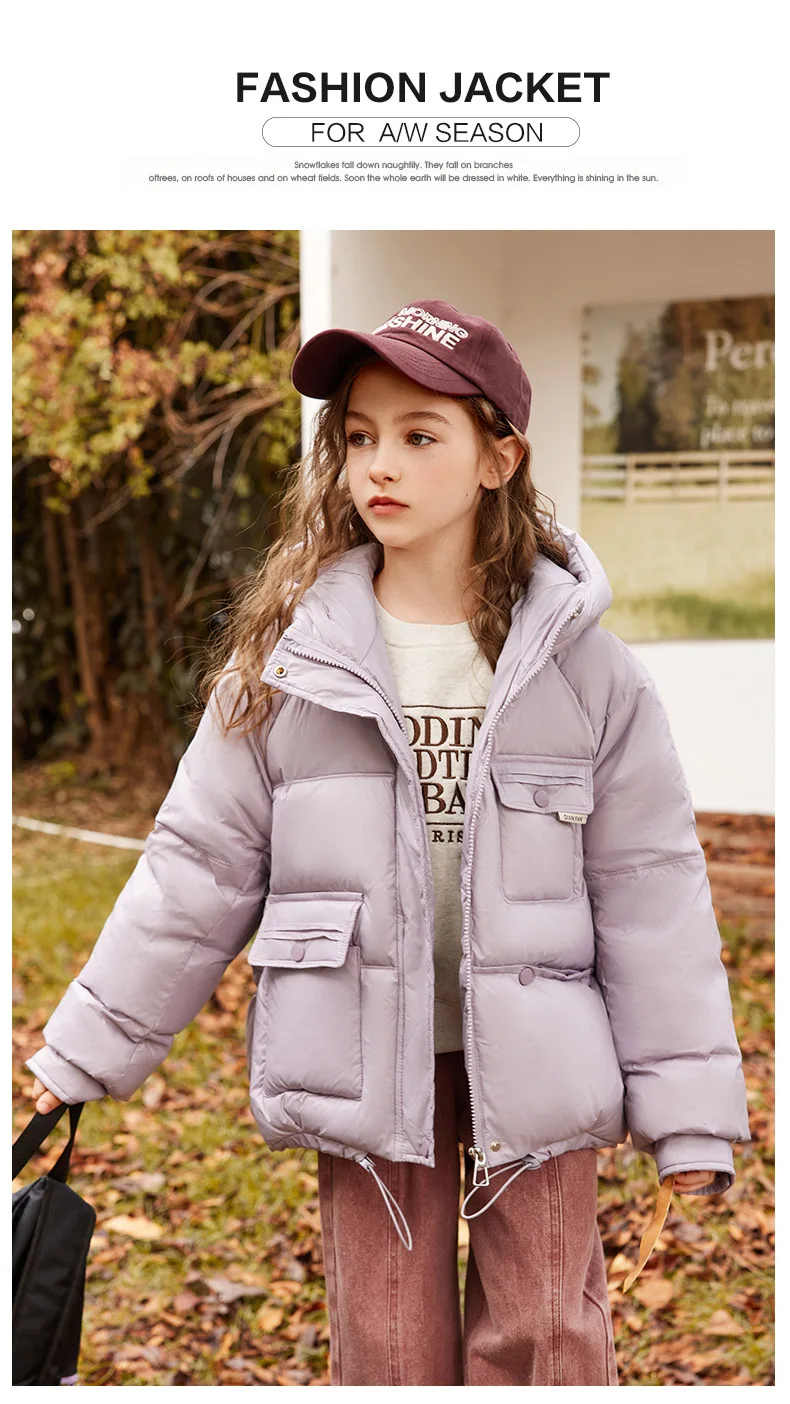 UNITIM 2026 Winter Down Jacket For Girl 90% White Duck Down Hooded Thick Warm Teenage Girl Outwear Coat 5-16 Years Kids Parkas