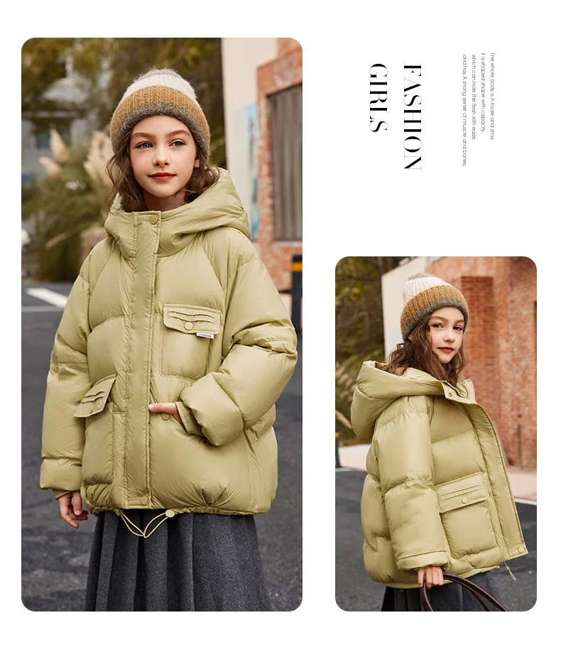 UNITIM 2026 Winter Down Jacket For Girl 90% White Duck Down Hooded Thick Warm Teenage Girl Outwear Coat 5-16 Years Kids Parkas