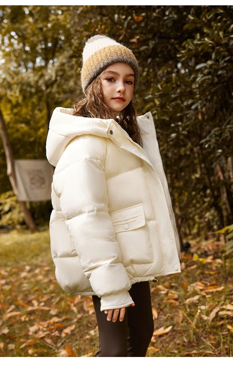 UNITIM 2026 Winter Down Jacket For Girl 90% White Duck Down Hooded Thick Warm Teenage Girl Outwear Coat 5-16 Years Kids Parkas