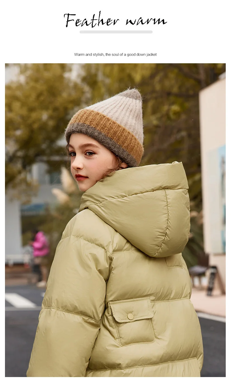 UNITIM 2026 Winter Down Jacket For Girl 90% White Duck Down Hooded Thick Warm Teenage Girl Outwear Coat 5-16 Years Kids Parkas