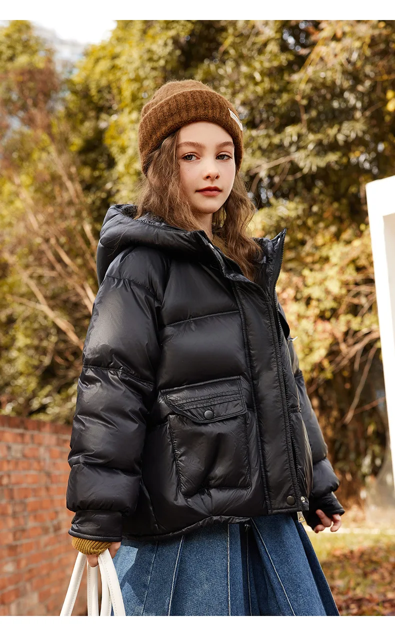 UNITIM 2026 Winter Down Jacket For Girl 90% White Duck Down Hooded Thick Warm Teenage Girl Outwear Coat 5-16 Years Kids Parkas
