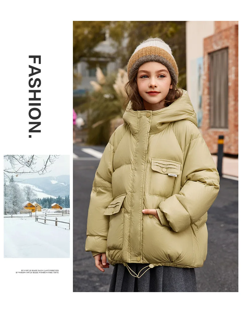UNITIM 2026 Winter Down Jacket For Girl 90% White Duck Down Hooded Thick Warm Teenage Girl Outwear Coat 5-16 Years Kids Parkas