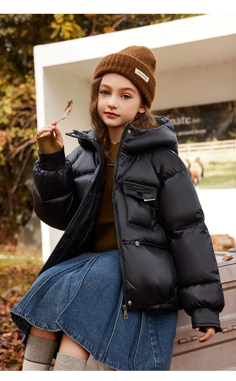 UNITIM 2026 Winter Down Jacket For Girl 90% White Duck Down Hooded Thick Warm Teenage Girl Outwear Coat 5-16 Years Kids Parkas