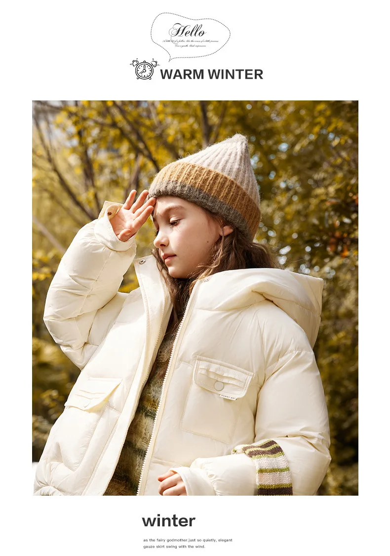 UNITIM 2026 Winter Down Jacket For Girl 90% White Duck Down Hooded Thick Warm Teenage Girl Outwear Coat 5-16 Years Kids Parkas