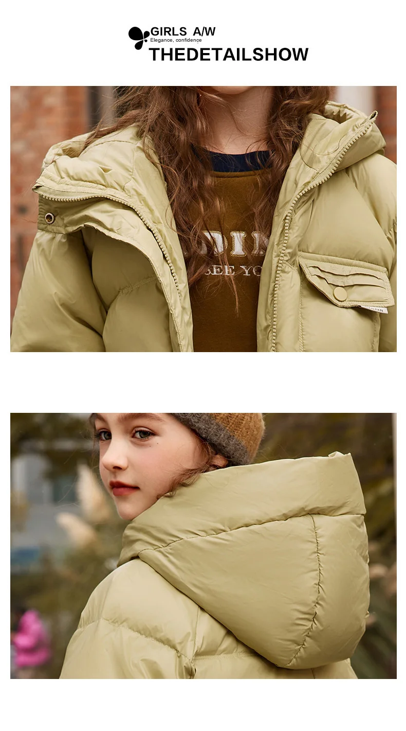 UNITIM 2026 Winter Down Jacket For Girl 90% White Duck Down Hooded Thick Warm Teenage Girl Outwear Coat 5-16 Years Kids Parkas