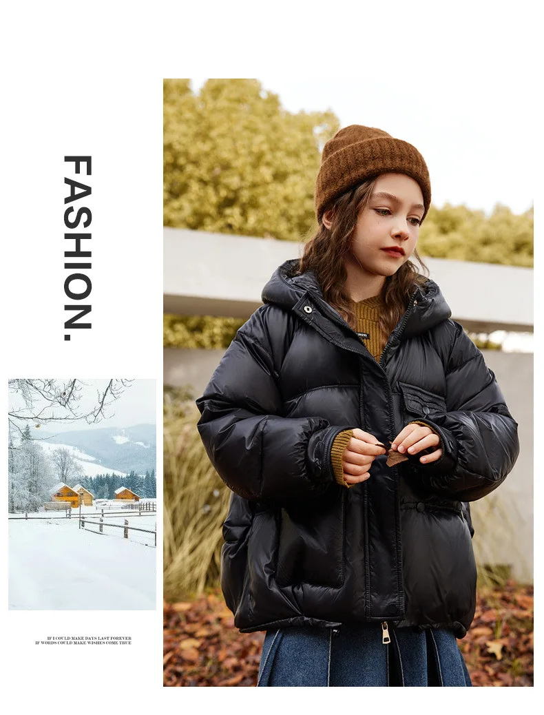 UNITIM 2026 Winter Down Jacket For Girl 90% White Duck Down Hooded Thick Warm Teenage Girl Outwear Coat 5-16 Years Kids Parkas
