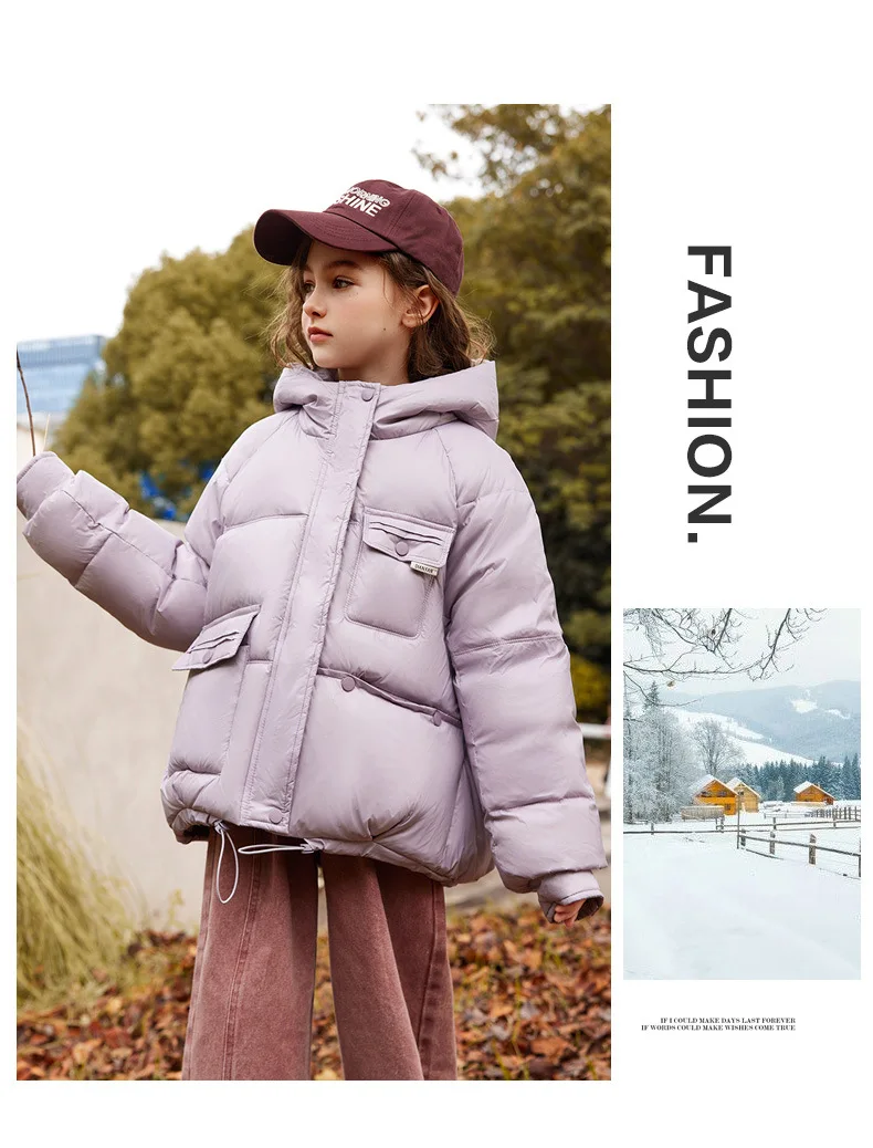 UNITIM 2026 Winter Down Jacket For Girl 90% White Duck Down Hooded Thick Warm Teenage Girl Outwear Coat 5-16 Years Kids Parkas