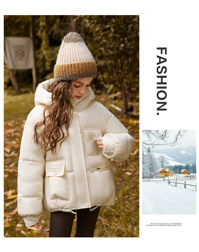 UNITIM 2026 Winter Down Jacket For Girl 90% White Duck Down Hooded Thick Warm Teenage Girl Outwear Coat 5-16 Years Kids Parkas