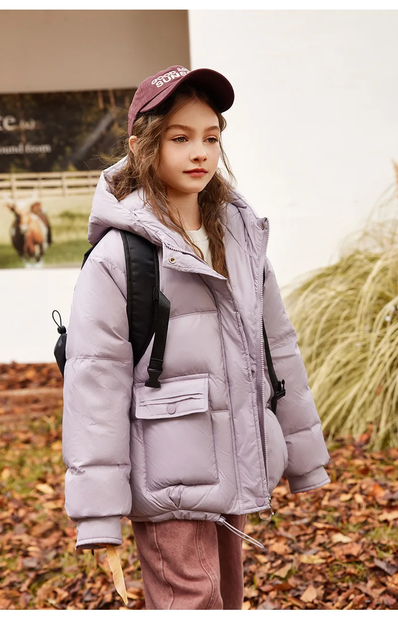 UNITIM 2026 Winter Down Jacket For Girl 90% White Duck Down Hooded Thick Warm Teenage Girl Outwear Coat 5-16 Years Kids Parkas