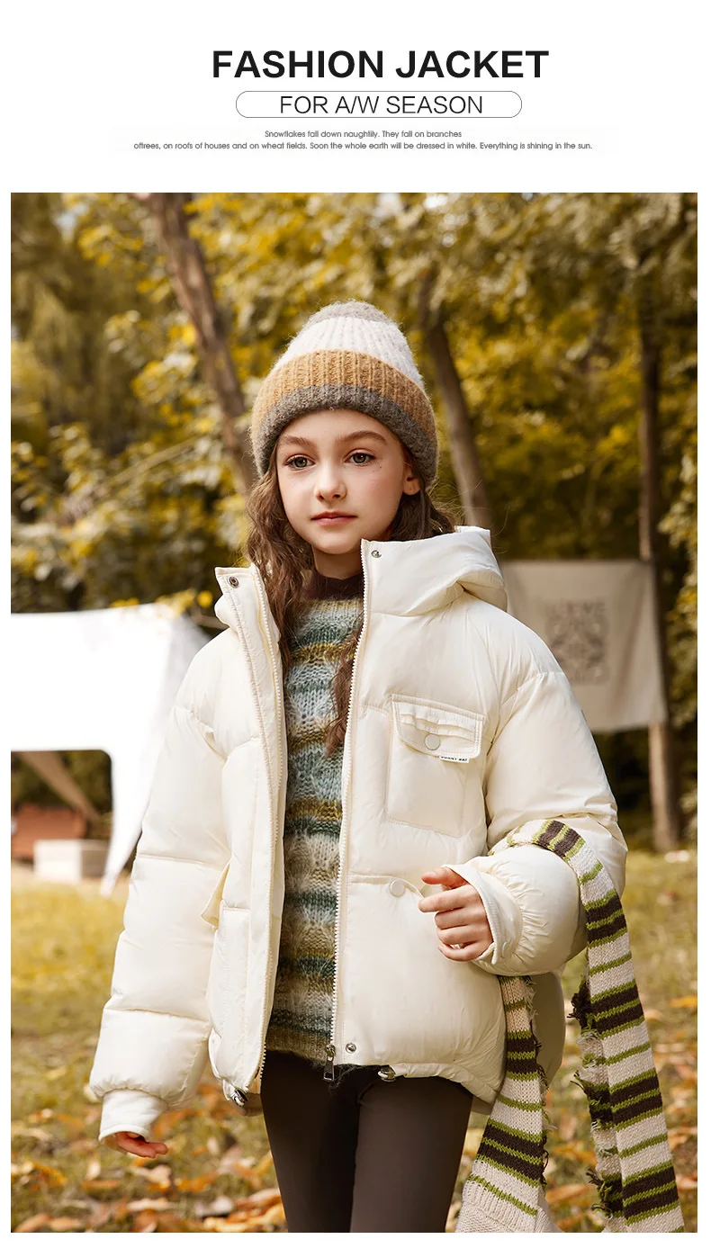 UNITIM 2026 Winter Down Jacket For Girl 90% White Duck Down Hooded Thick Warm Teenage Girl Outwear Coat 5-16 Years Kids Parkas