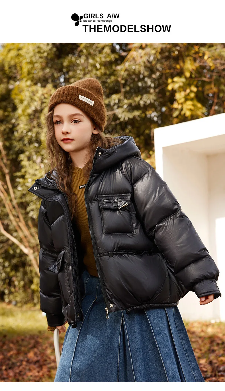 UNITIM 2026 Winter Down Jacket For Girl 90% White Duck Down Hooded Thick Warm Teenage Girl Outwear Coat 5-16 Years Kids Parkas