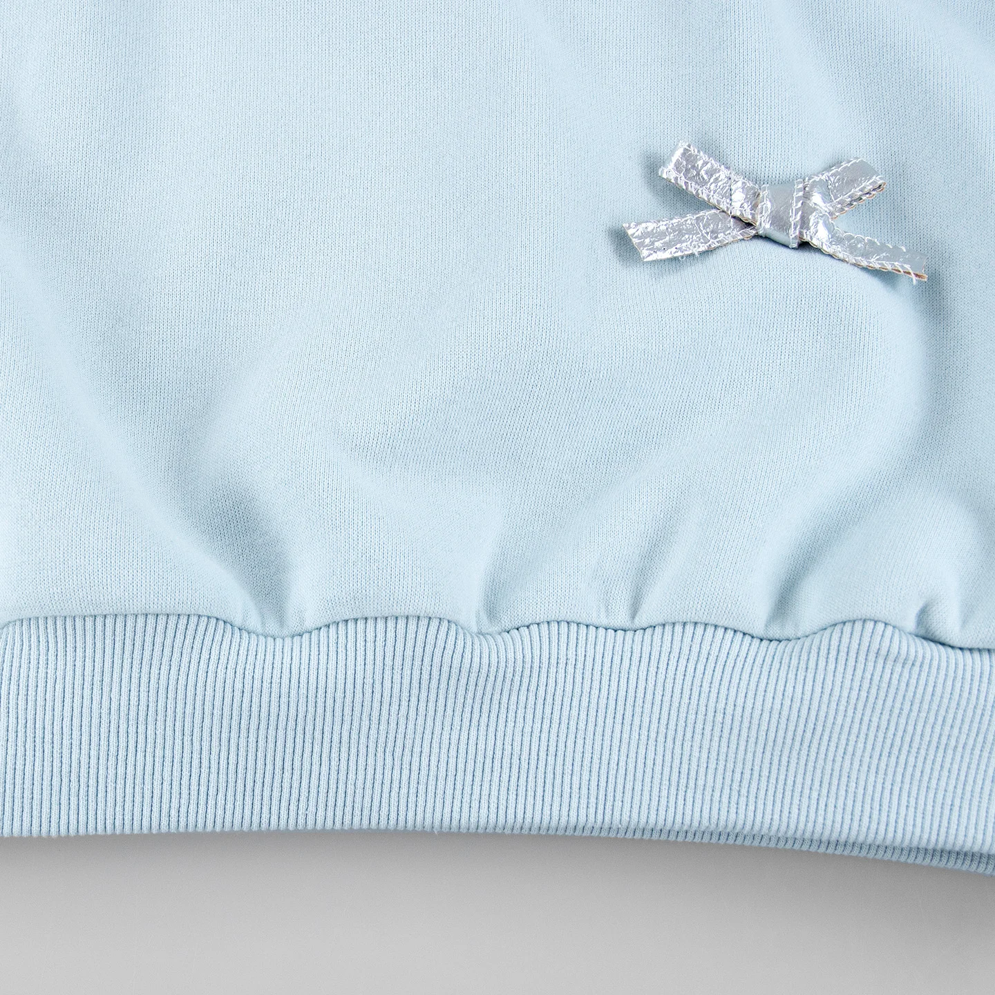 CH Girls Sweatshirt Long Sleeve Bow Applique Crew Neck Pullover Kids Casual Spring Autumn Top Light Blue