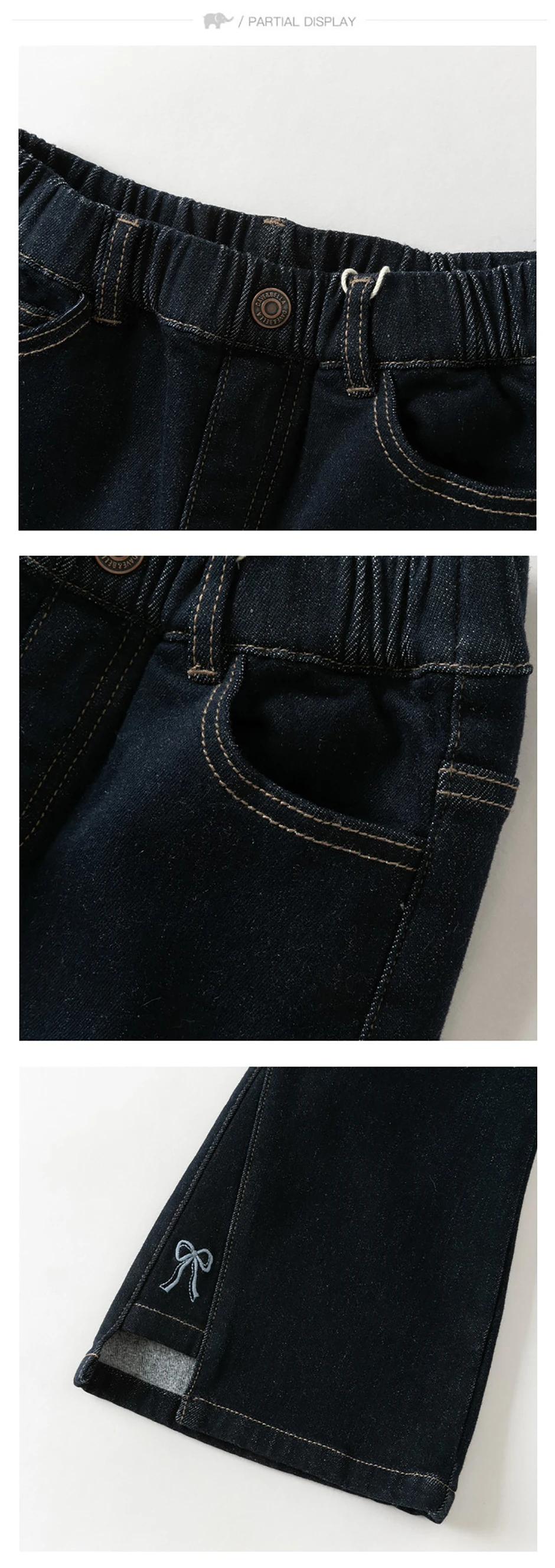 Dave Bella Autumn Spring Girls Bootcut Velvet Jeans Fashion Elastic Waist Denim Pants Kids Party Embroidery Trousers DK3262890