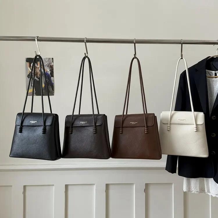 Simple Chic Diaper Bag Women's Luxury Leather Tote Vintage Crossbody Bag Minimalist Designer Large Capacity Elegant