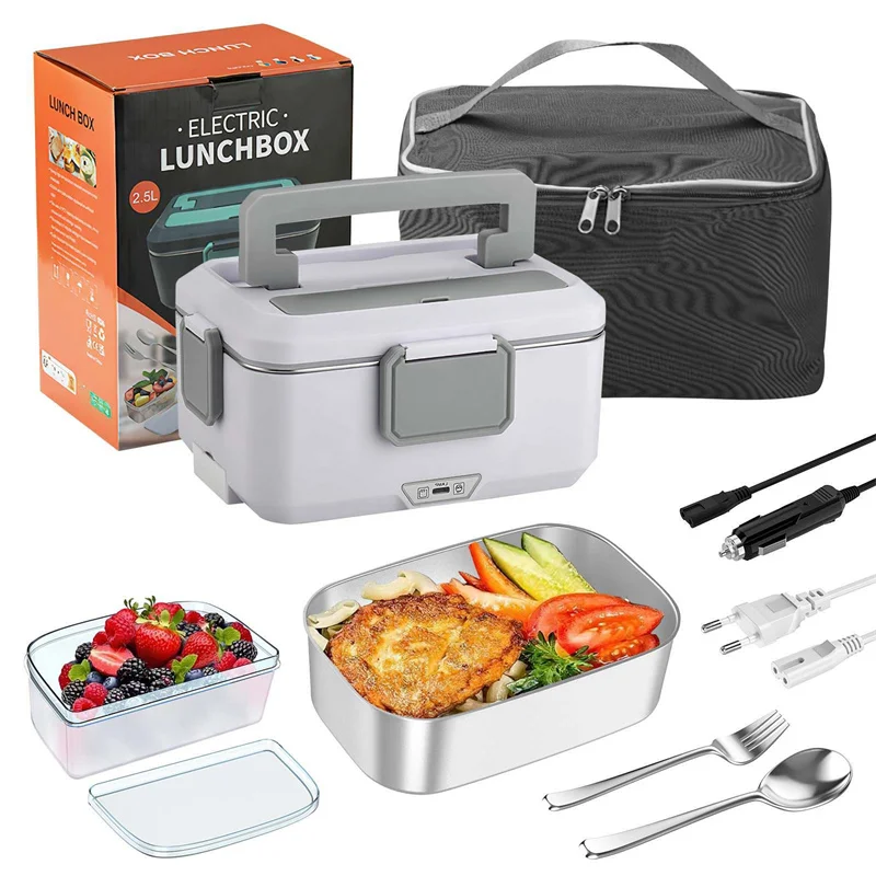 2-in-1 electric lunch box leak-proof portable food warmer microwave bento lunch box with stainless steel container