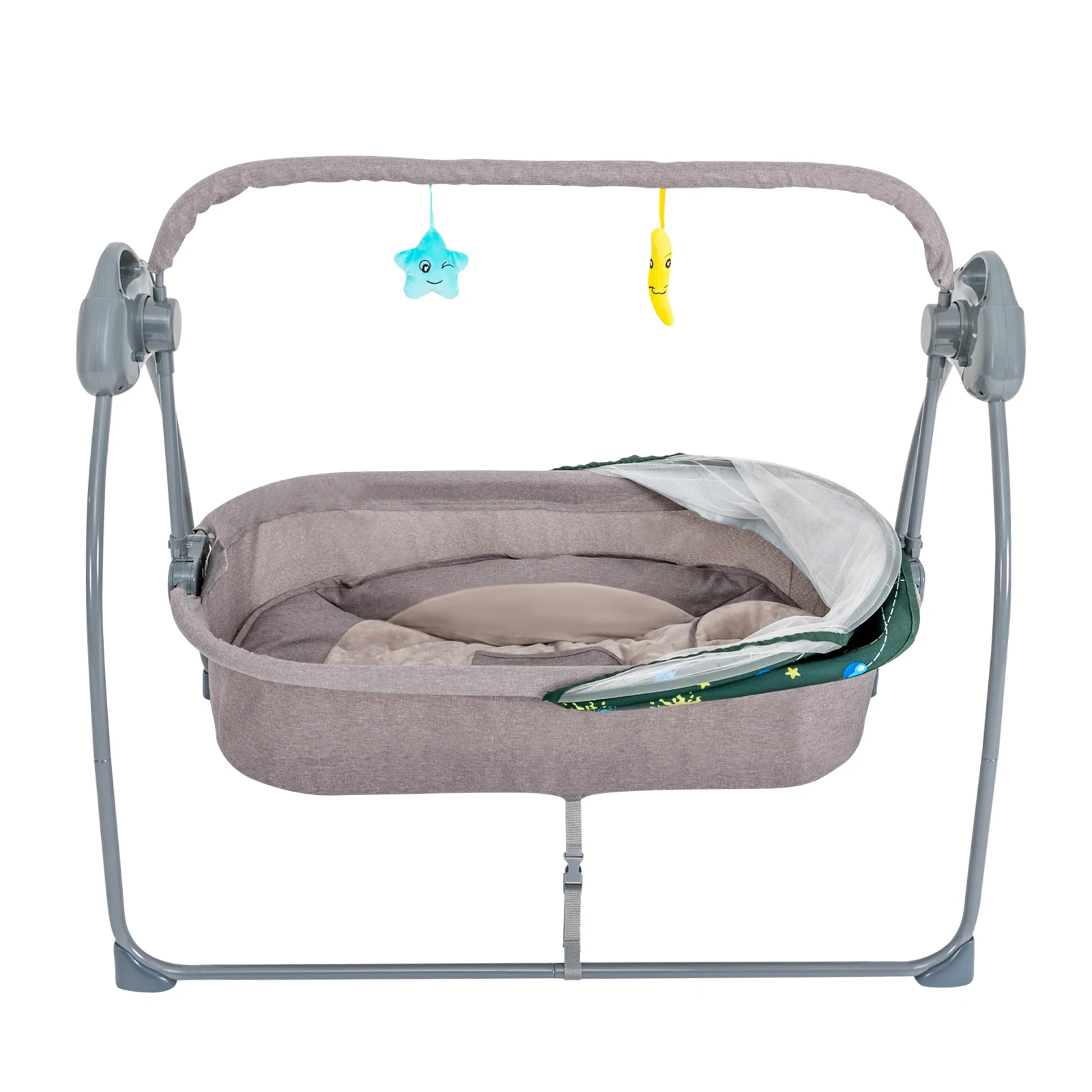 25kg Load Electric Baby Cradle, 5 Swing Speeds Auto Infant Swing Bed, Timing Control Newborn Soothing Rocker, Portable Baby Sleeping Bouncer, Multifunctional Kid Lullaby Cradle Chair