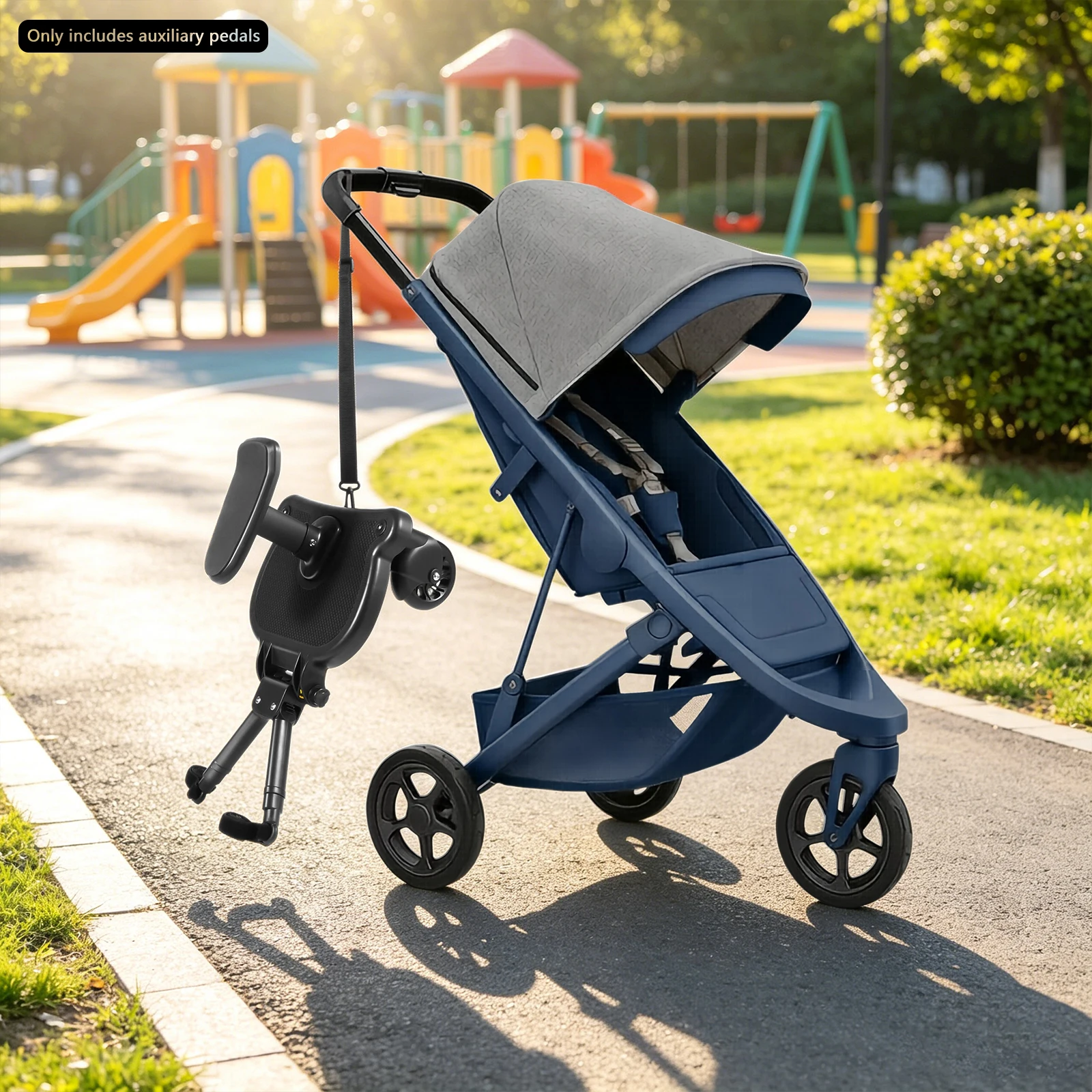 Universal Stroller Board for 2 Kids Adjustable Baby Scooter Attachment for 3-7 Years 25kg Load Capacity Sturdy Ride-On Step for Twin Siblings Family Travel Essential