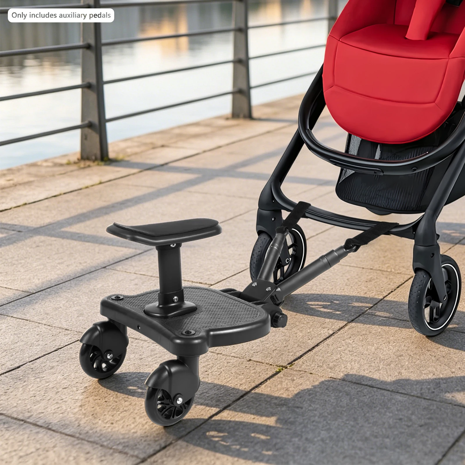 Universal Stroller Board for 2 Kids Adjustable Baby Scooter Attachment for 3-7 Years 25kg Load Capacity Sturdy Ride-On Step for Twin Siblings Family Travel Essential