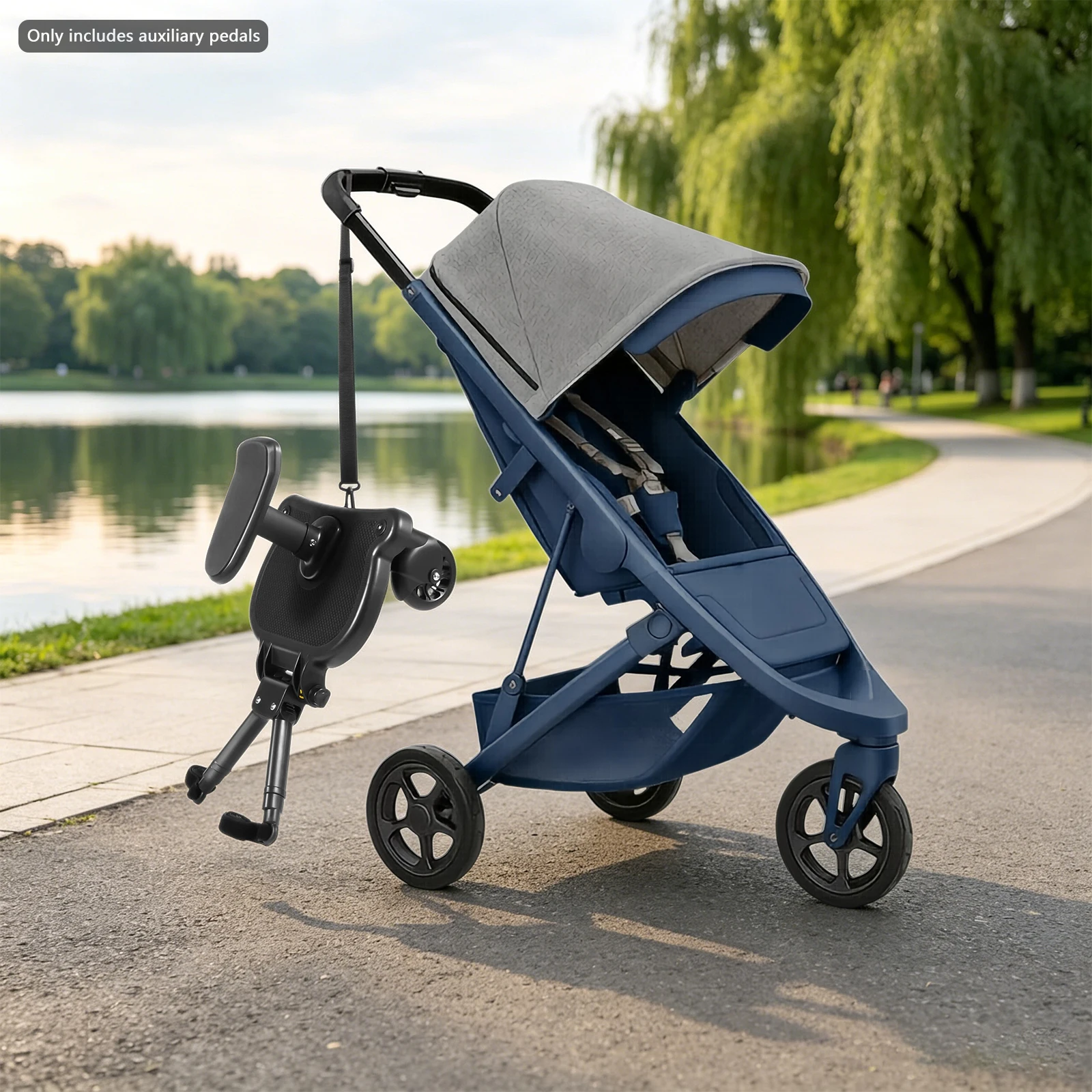 Universal Stroller Board for 2 Kids Adjustable Baby Scooter Attachment for 3-7 Years 25kg Load Capacity Sturdy Ride-On Step for Twin Siblings Family Travel Essential