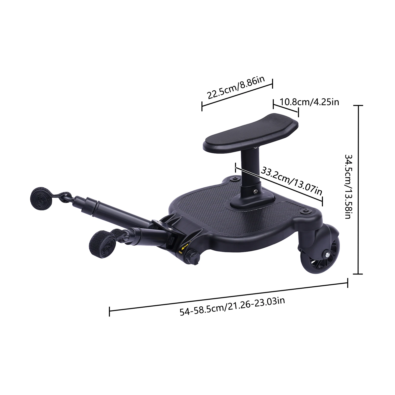 Universal Stroller Board for 2 Kids Adjustable Baby Scooter Attachment for 3-7 Years 25kg Load Capacity Sturdy Ride-On Step for Twin Siblings Family Travel Essential