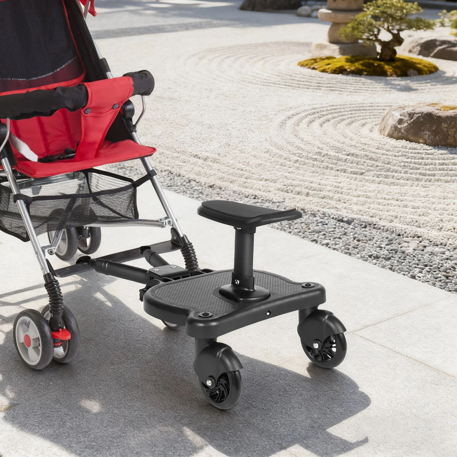 Universal Stroller Board for 2 Kids Adjustable Baby Scooter Attachment for 3-7 Years 25kg Load Capacity Sturdy Ride-On Step for Twin Siblings Family Travel Essential