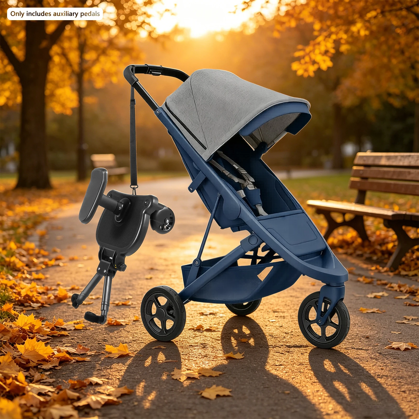 Universal Stroller Board for 2 Kids Adjustable Baby Scooter Attachment for 3-7 Years 25kg Load Capacity Sturdy Ride-On Step for Twin Siblings Family Travel Essential