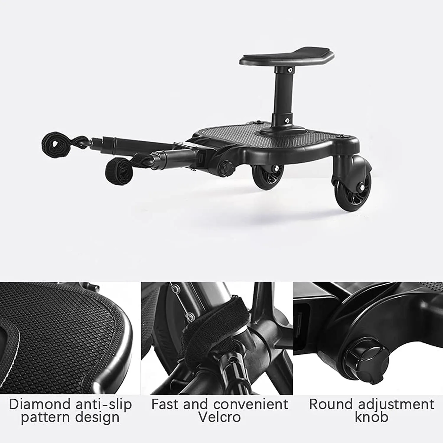 Stroller Board Buggy Board With Wheel For Riding, Sitting & Standing Pram Board, Stroller Adapter, 25kg Load, For 2-6 Years Second Child
