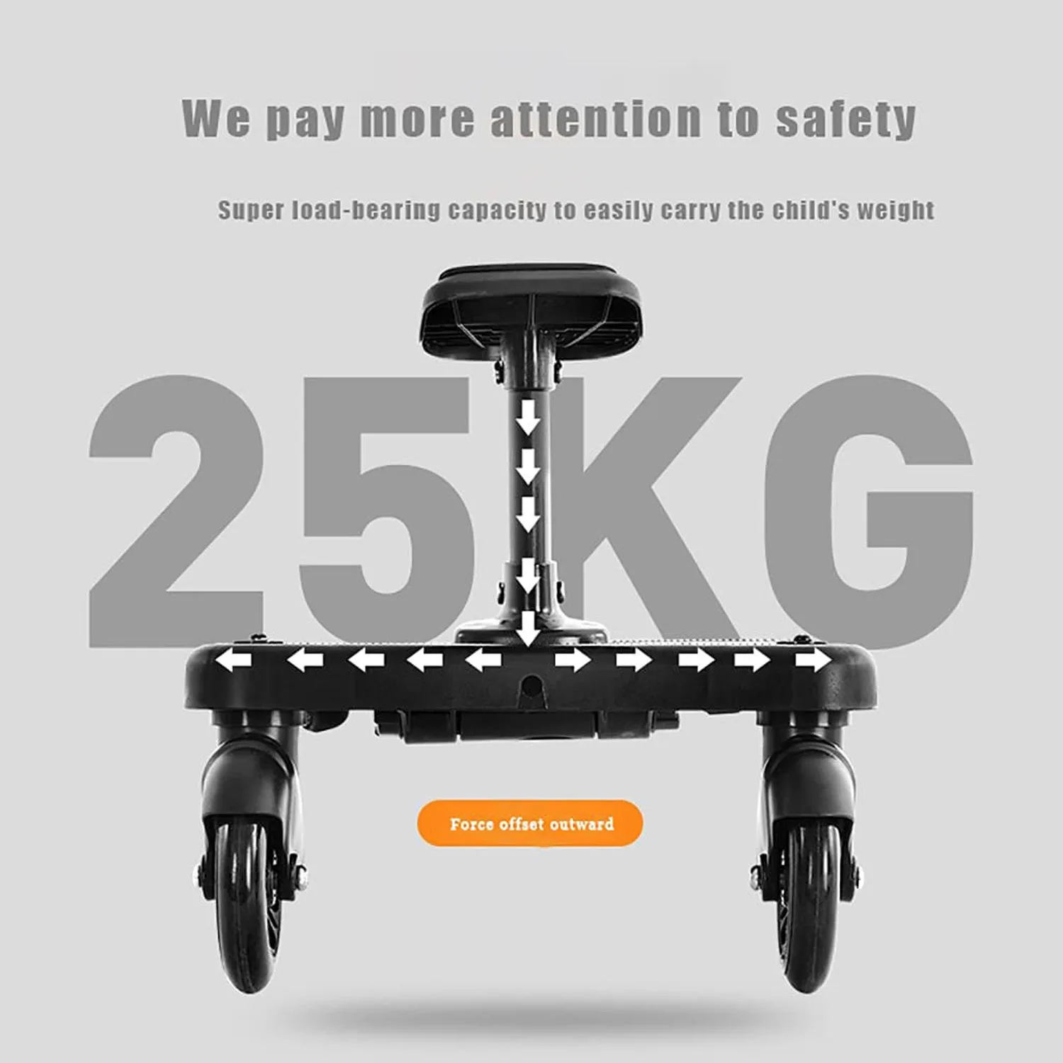 Stroller Board Buggy Board With Wheel For Riding, Sitting & Standing Pram Board, Stroller Adapter, 25kg Load, For 2-6 Years Second Child