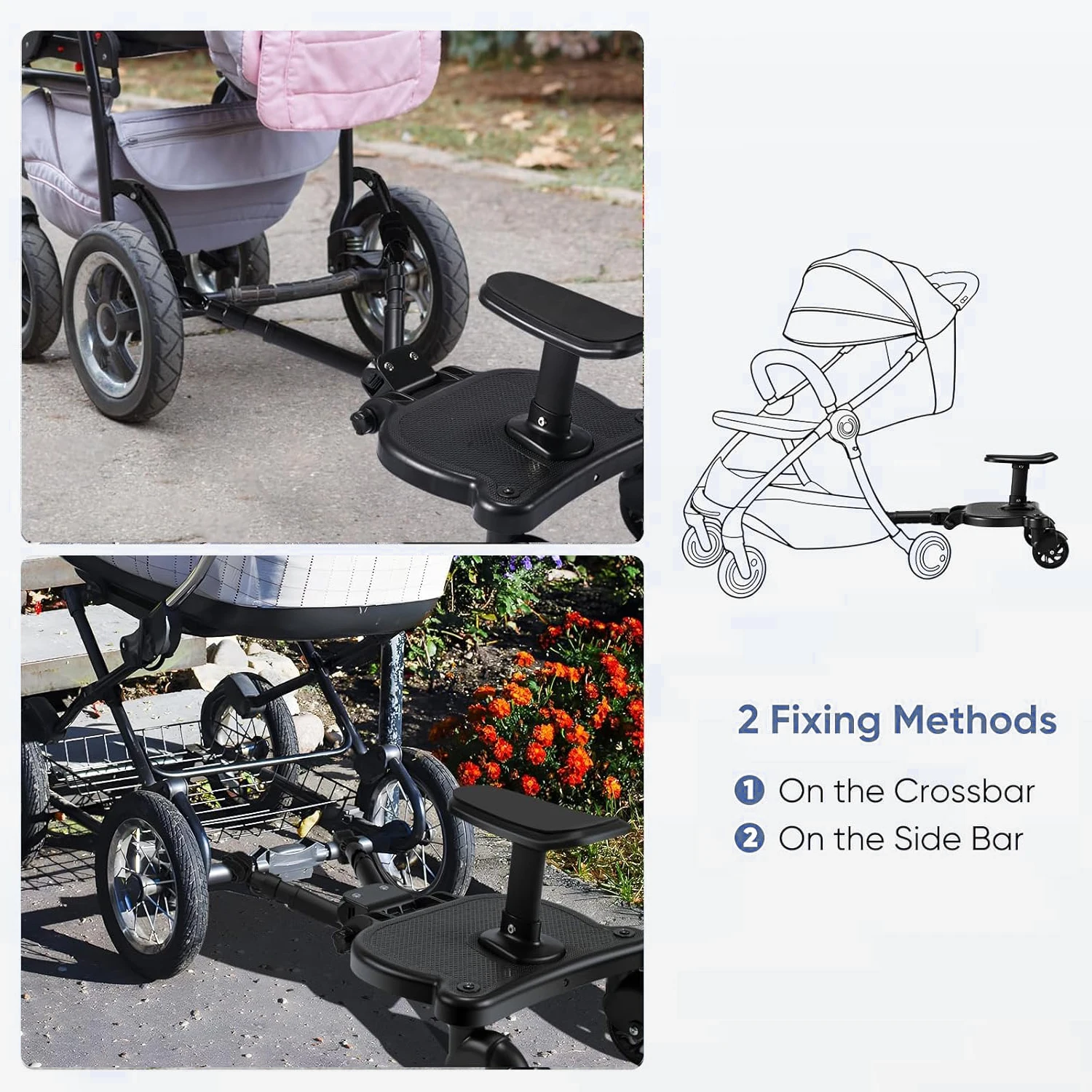 Stroller Board Buggy Board With Wheel For Riding, Sitting & Standing Pram Board, Stroller Adapter, 25kg Load, For 2-6 Years Second Child