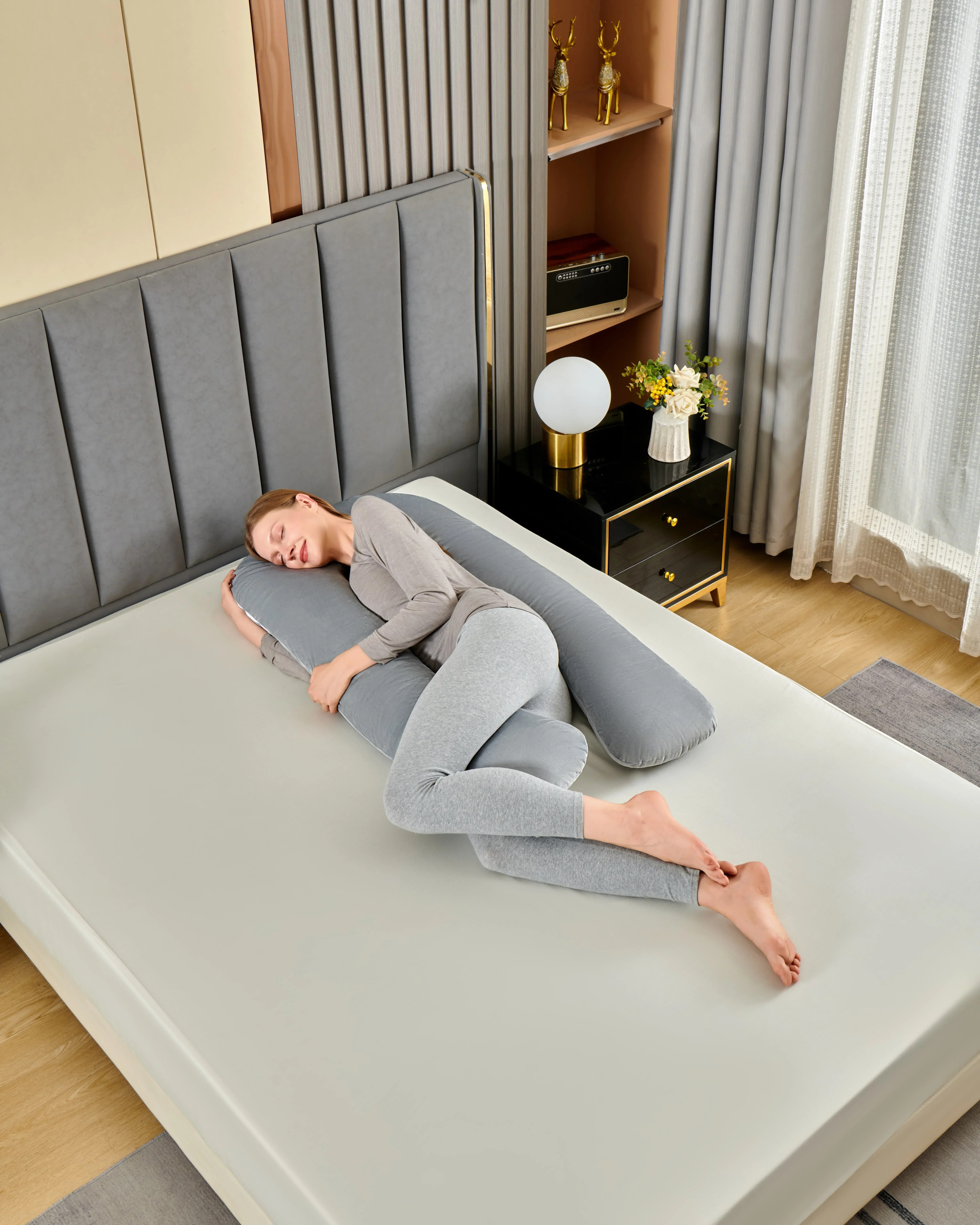 U Shaped Pregnancy Pillow Full Body Maternity Support Cushion Soft Fleece For Side Sleepers Lumbar Abdominal Back Sleeping Support