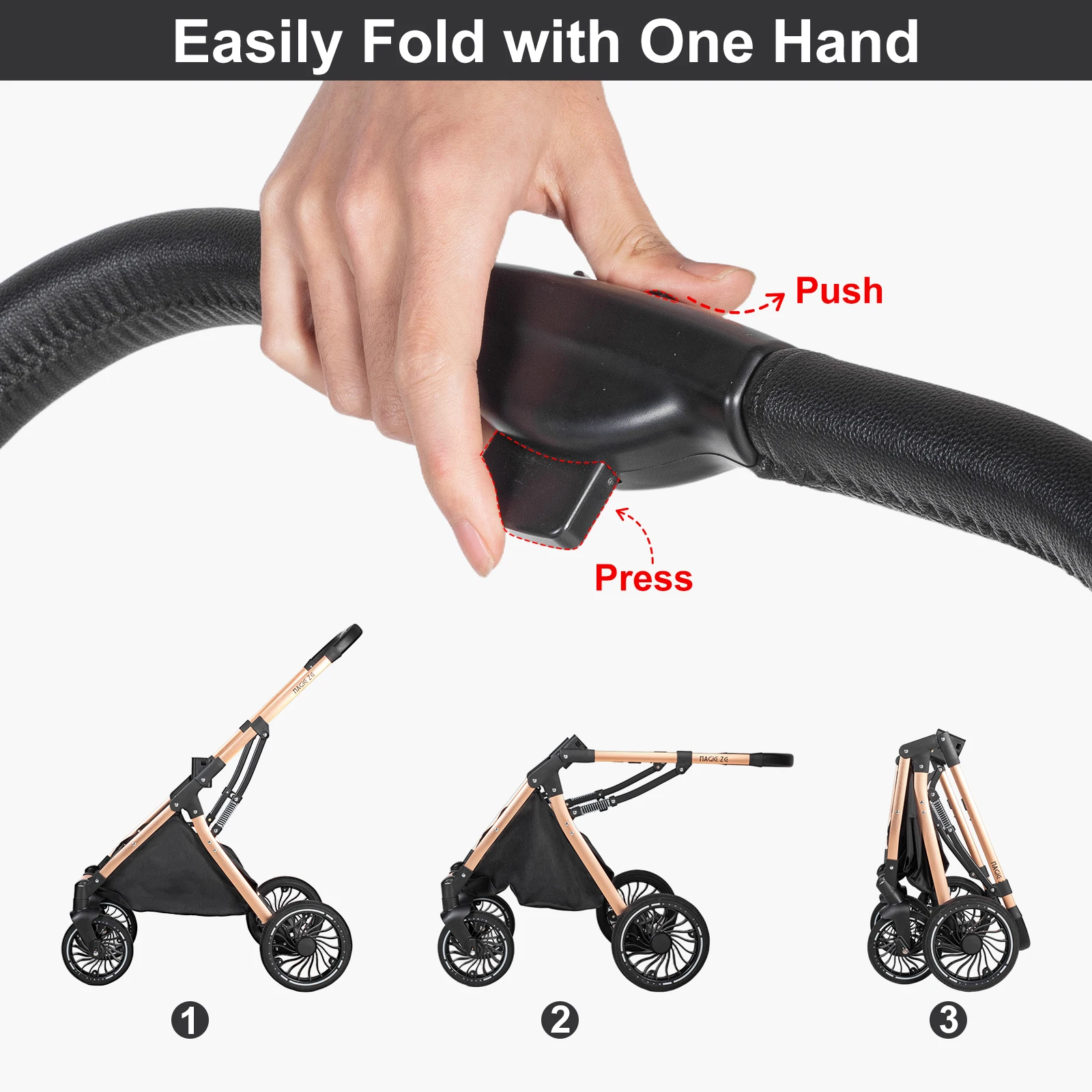 3 in 1 Stroller Baby Stroller Baby Car Luxury High Quality High Landscape Lightweight Portable Foldable Travel Pram Multi Functional Stroller with Baby Car Seat Mattress and Storage Bag Fashion Casual Shopping Cart 