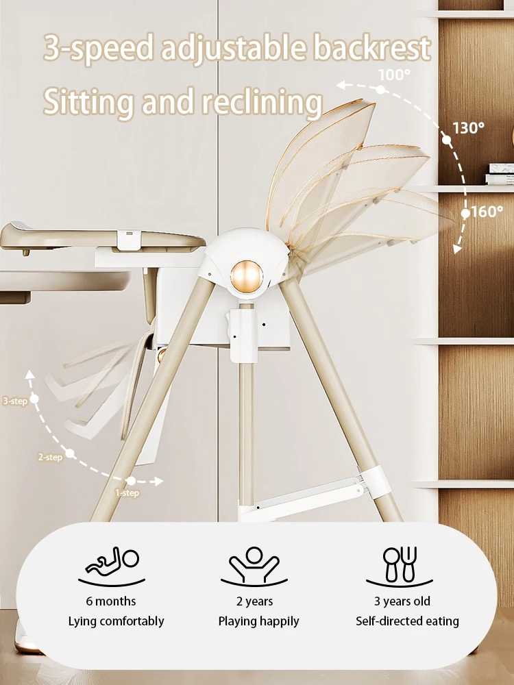 Convertible Baby Swing Chair High Chair 2 in 1 Toddler Feeding Chair, Transformable Swing Function for Baby Relaxing and Eating, Adjustable Height Design, Detachable Food Tray, Safety Harness, Comfortable Infant Chair for Home Use
