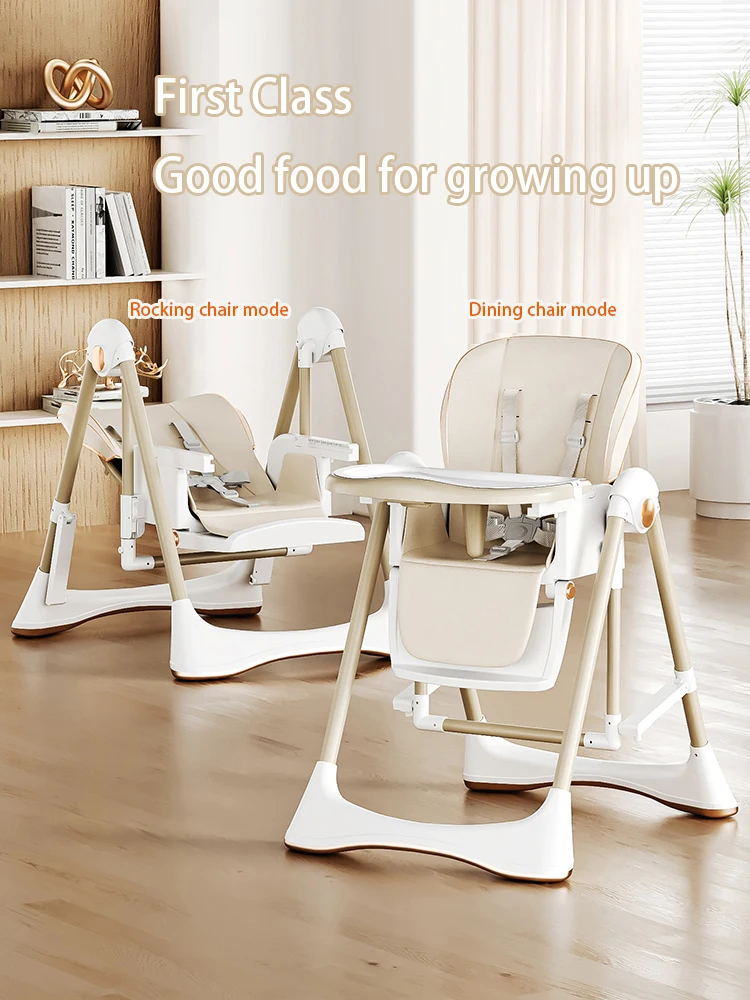 Convertible Baby Swing Chair High Chair 2 in 1 Toddler Feeding Chair, Transformable Swing Function for Baby Relaxing and Eating, Adjustable Height Design, Detachable Food Tray, Safety Harness, Comfortable Infant Chair for Home Use