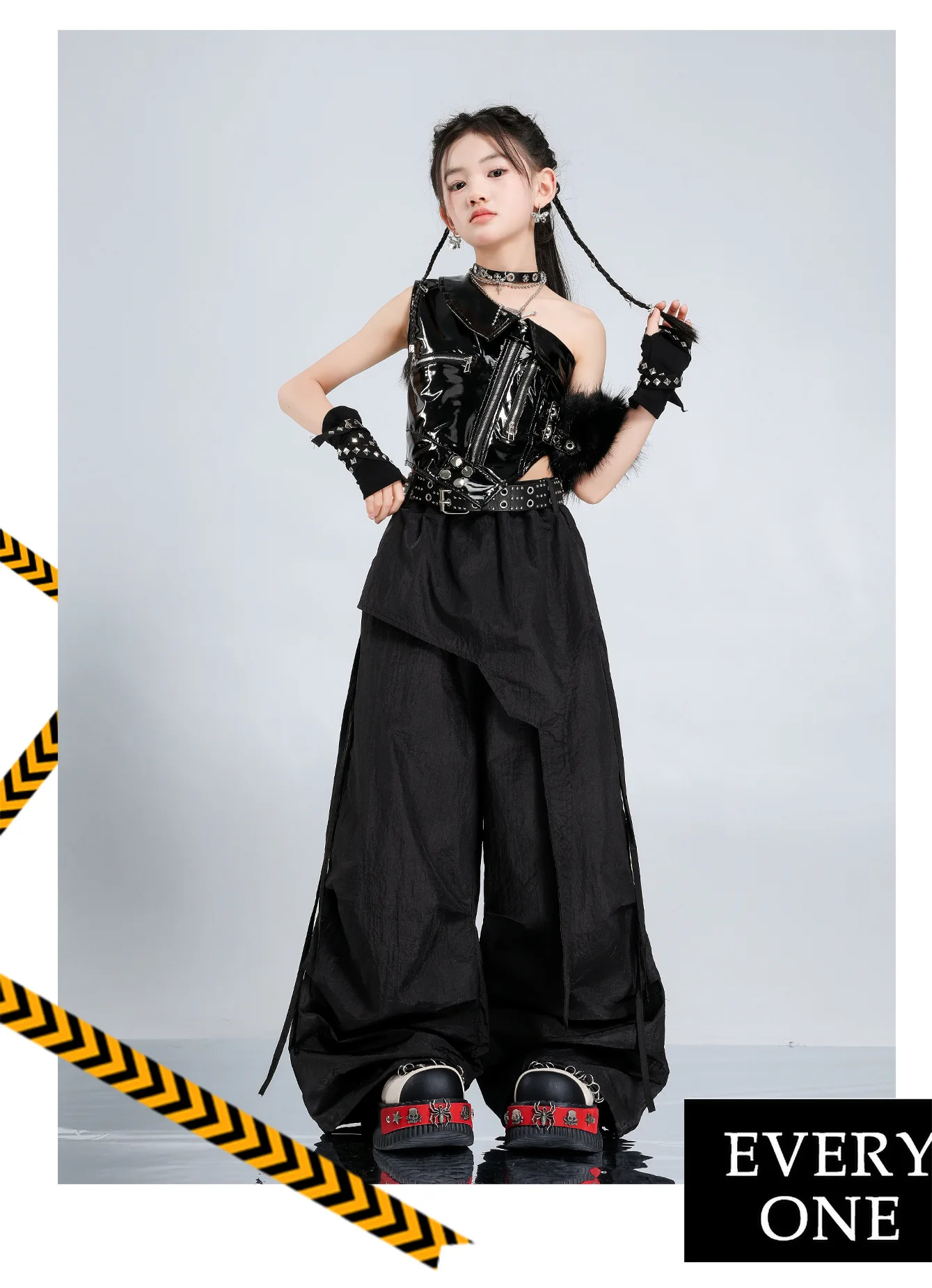 Girls K-pop Cool Crop Top Hot Pants Kids Jazz Shorts Dance Culottes Clothes Sets Children Hip Hop Streetwear Girl Group Costumes