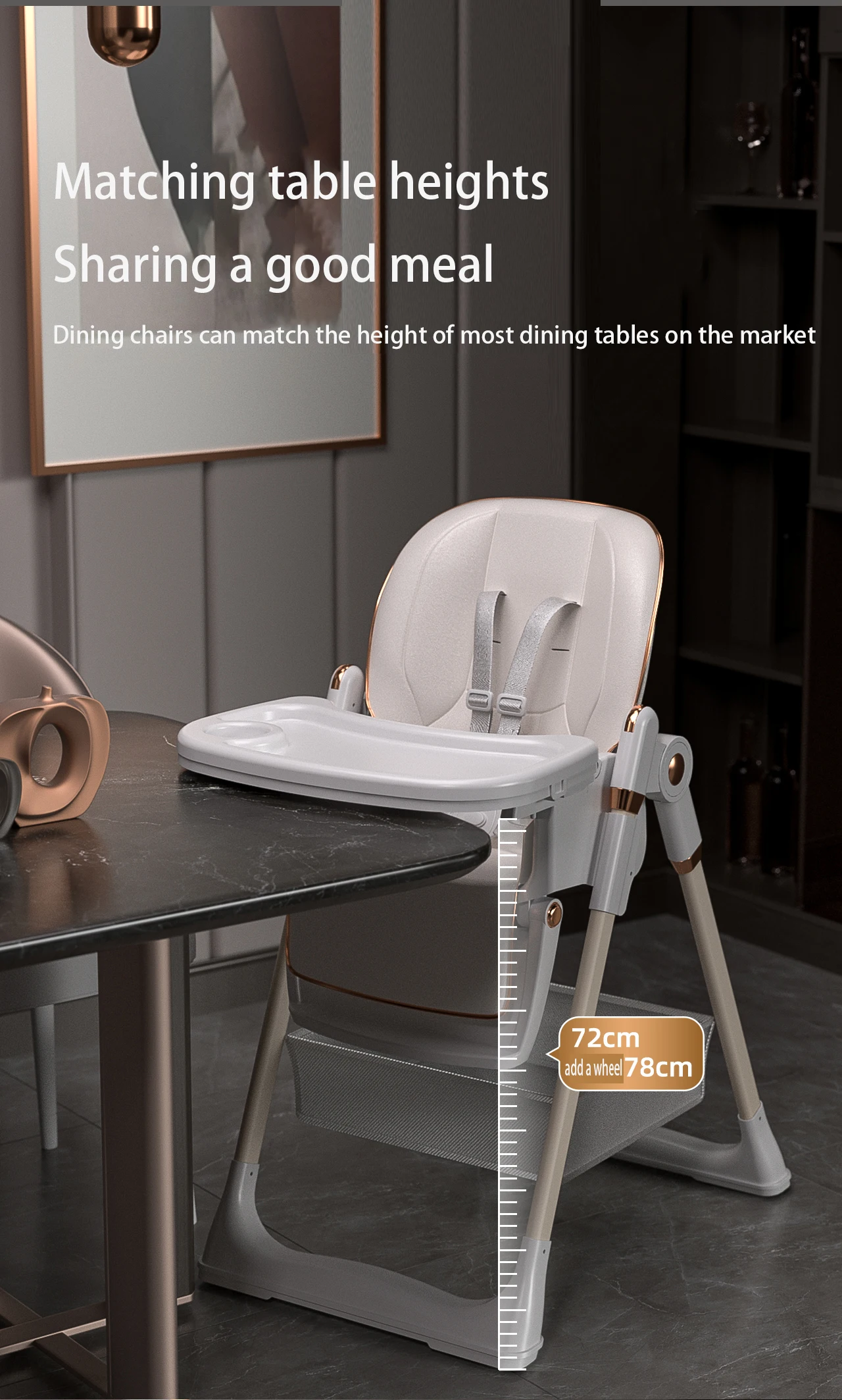 Baby Dinner Table Chair Baby High Chair Four Wheel Hand Push Newborn High Chair