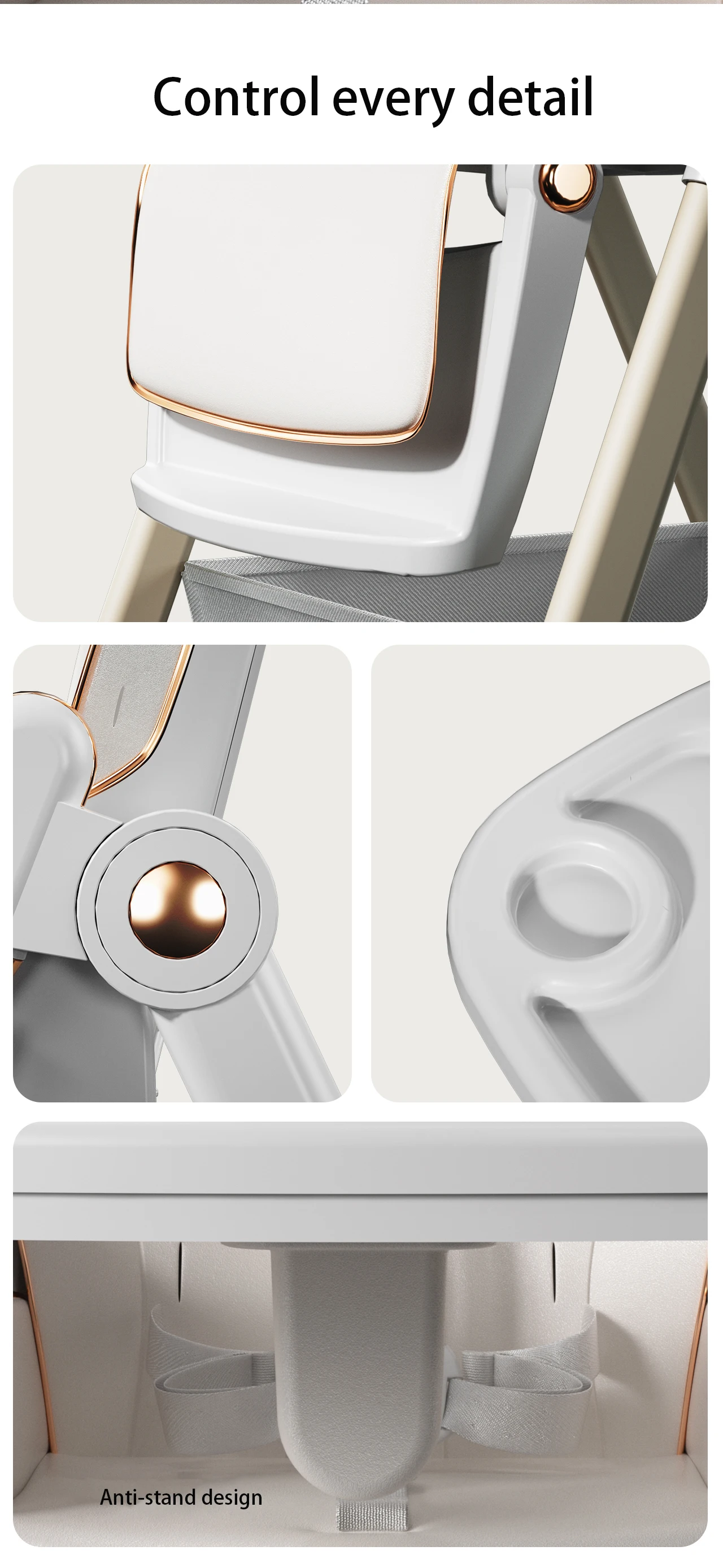 Baby Dinner Table Chair Baby High Chair Four Wheel Hand Push Newborn High Chair