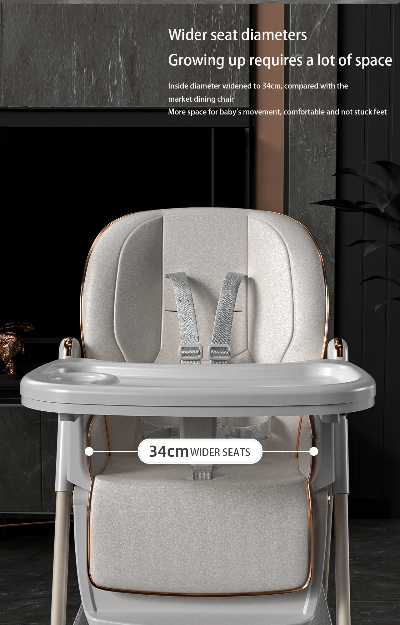 Baby Dinner Table Chair Baby High Chair Four Wheel Hand Push Newborn High Chair